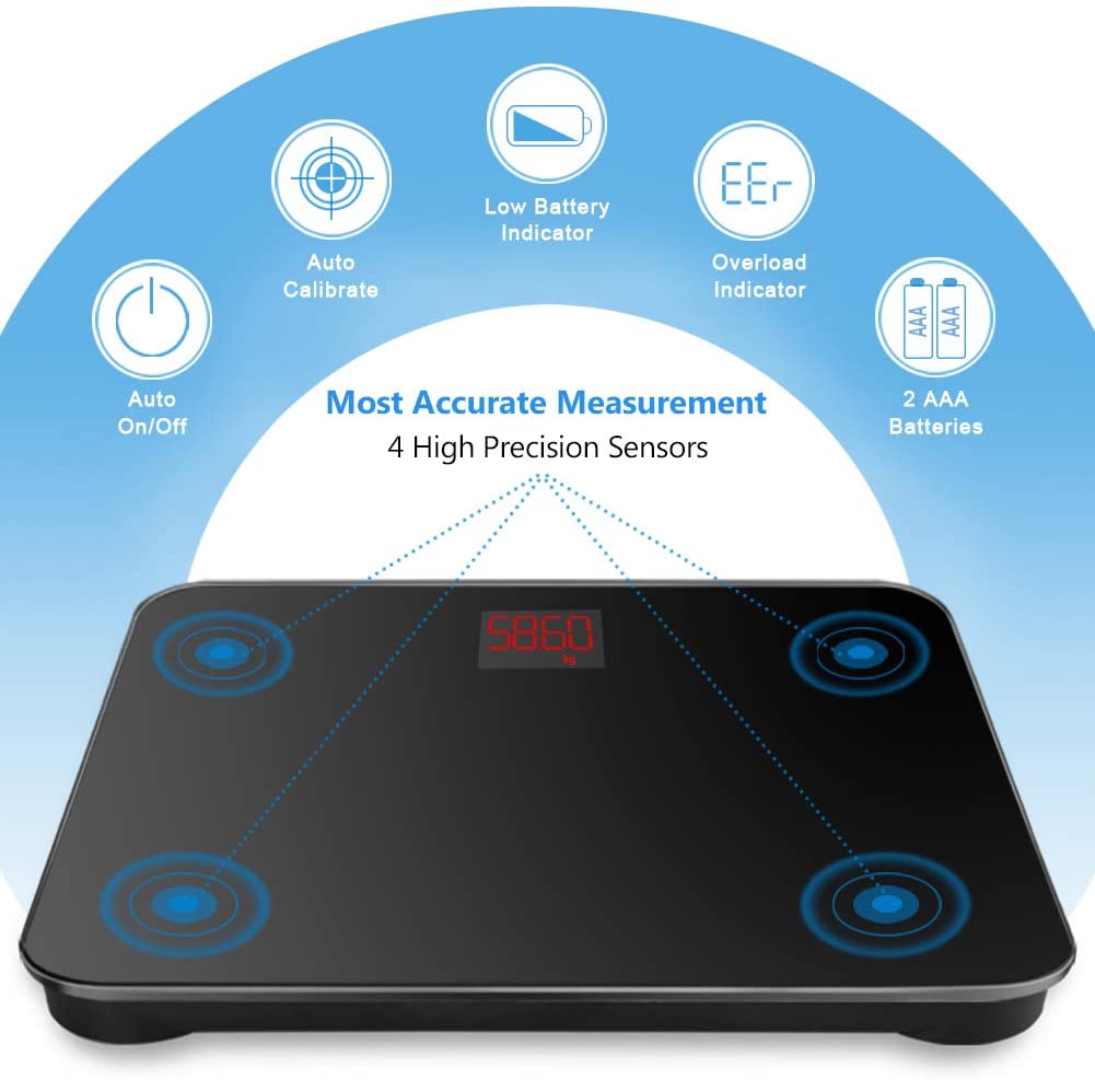 HealthWise Digital Weight Scale | 438 lbs / 199 kg Capacity | Tempered  Glass Auto-On | Quick, Accurate Body Weight Measurements | Measurement  Modes