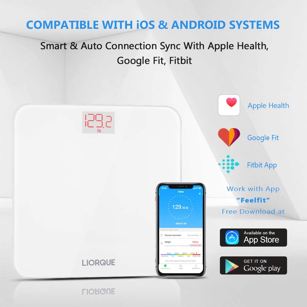 FITINDEX Smart Digital Body Weight Scale BMI Bathroom W Smartphone App Step  On