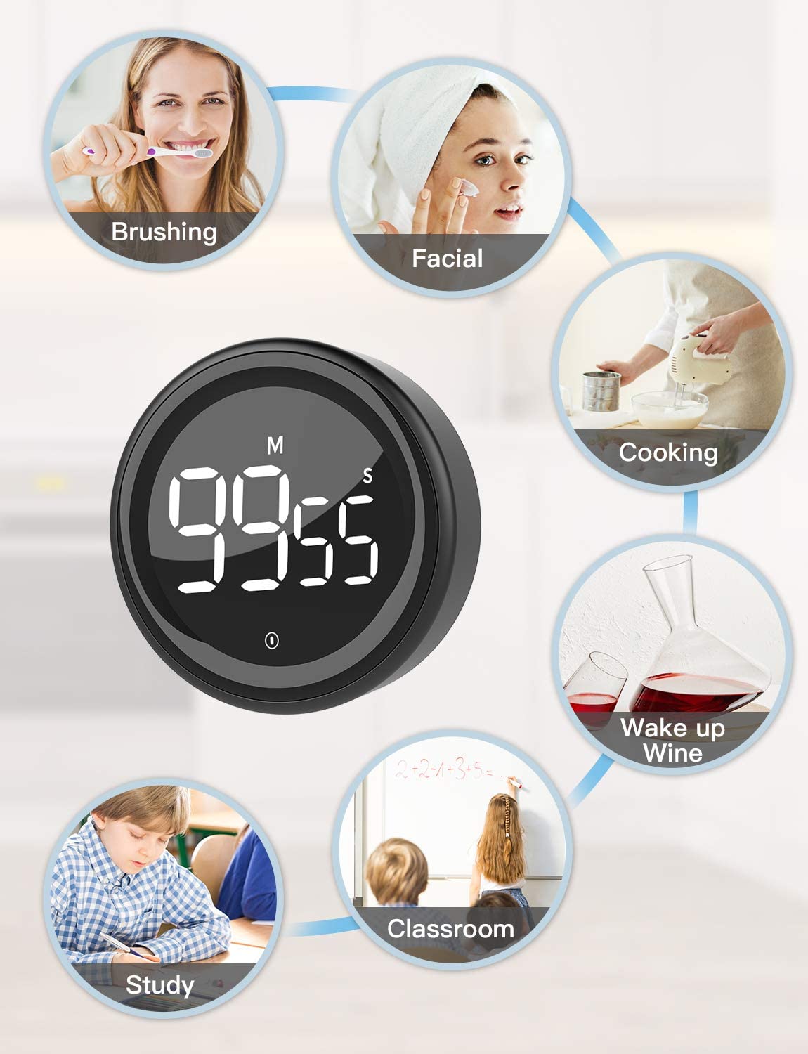 4 Piece Digital Kitchen Timer, Big Digit Countdown Timer, Loud Alarm Timers,  Magnetic Back and Off Switch, Classroom Timer for Teachers Kids, Countdown  and Minute Countdown. 